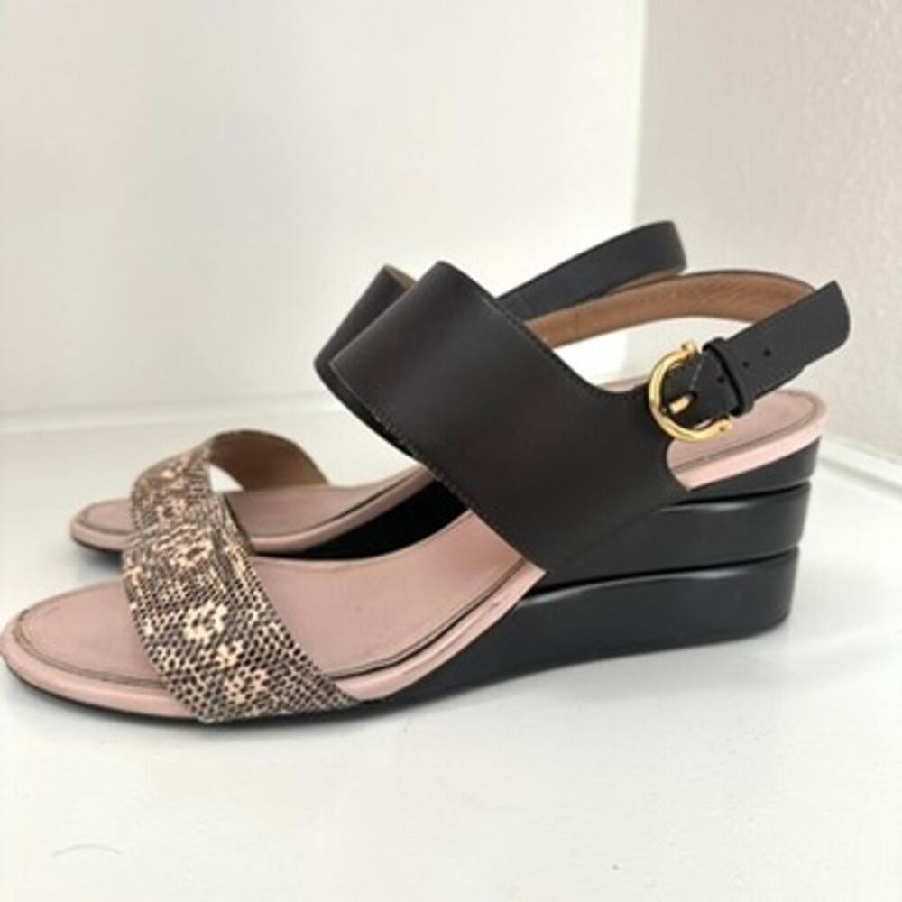 My Ferragamo Sandals Black Leather Python Print S… - image 4